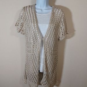 Workshop Andrea Jovine, Chunky Crochet Cream Cardigan, size XL